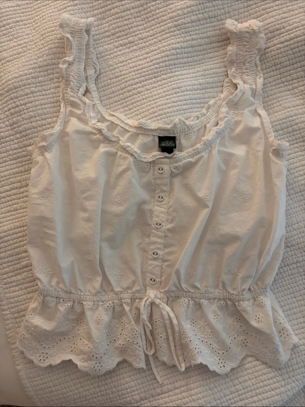 Wild Fable Women's White Eyelet Button-Front Tie-Waist Camisole